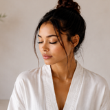 Woman with clean and separated lash extensions after her daily cleansing routine