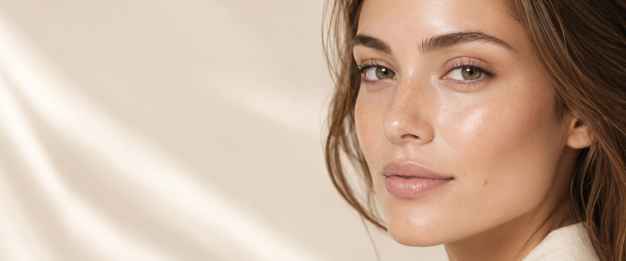 Woman wearing soft, natural-looking eyelash extensions inspired by the ghost-lash trend.