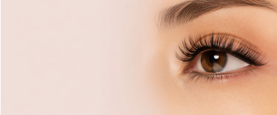 Eye close up left justified profile