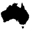 Black silhouette of Australia on a white background