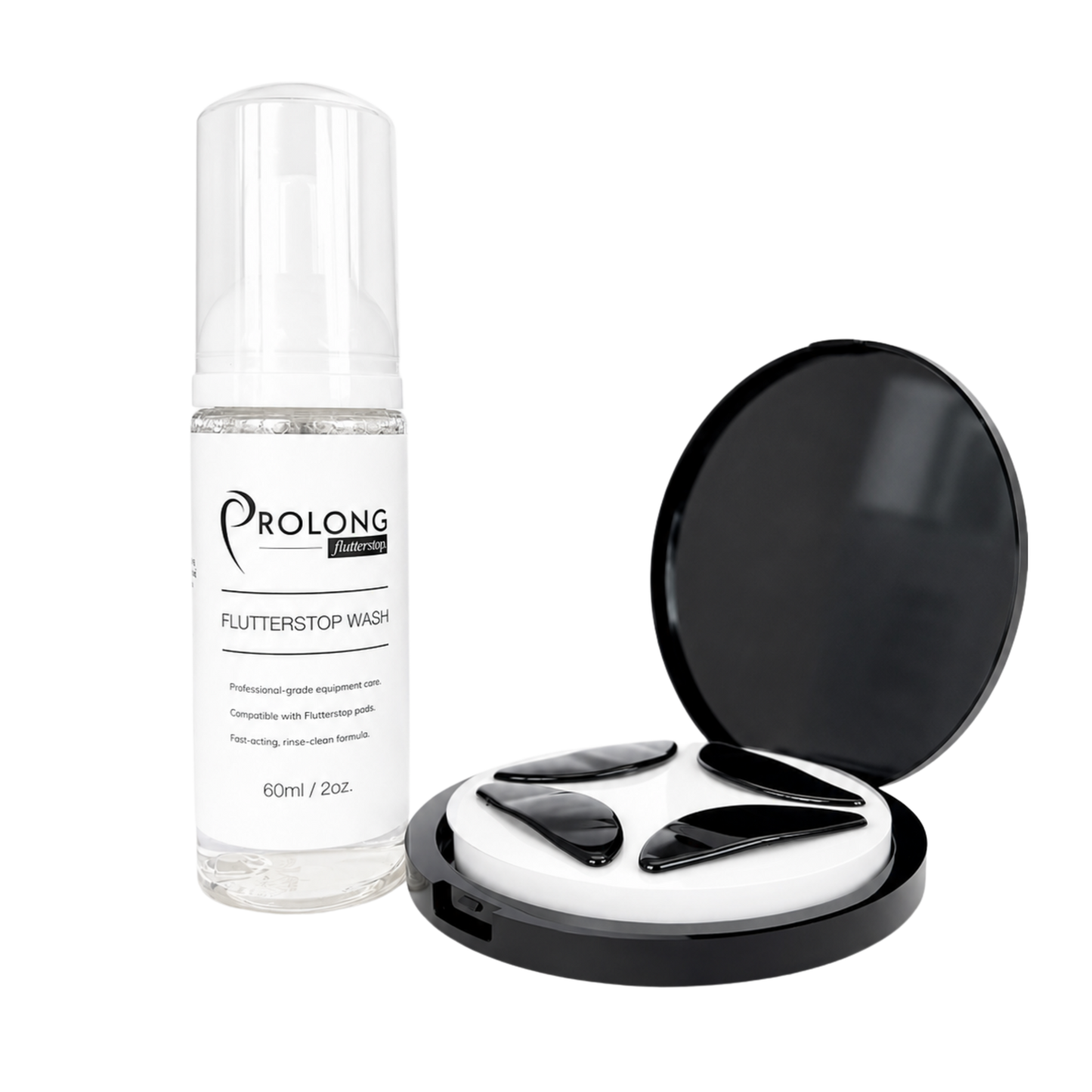 Flutterstop Starter Bundle with case two pairs of pads and FLUTTERSTOP WASH for professional lash artists