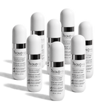 A group of white cylindrical bottles of Prolong Eyelash Hygiene Cleansing Mist with silver caps, arranged on a clean white background.