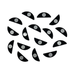 12 black prolong x flutterstop gel pads showing underside with weighted stainless steal disc
